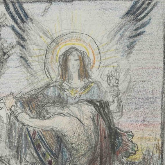 Louis Buisseret - Le Combat de Jacob avec l’ange (dessin préparatoire)